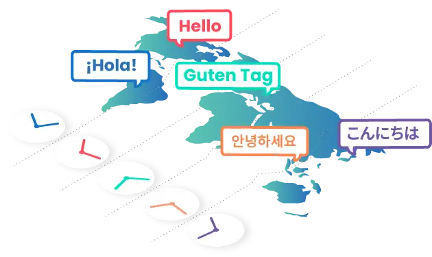 World languages and time zones illustration